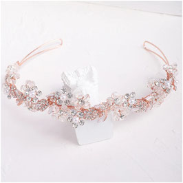 Diadem Rosegold Blumen Perlen Strass Haarschmuck Braut Haarschmuck Hochzeit Art.25471