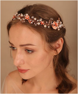 Haarband Rosegold Blumen Perlen  Art.7317