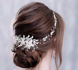 Haarband Silber Blumen Perlen Strass Art.23082 Haarschmuck Braut Haarschmuck Hochzeit Haarband Braut Haarband Hochzeit