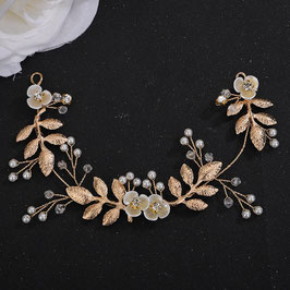 Haarschmuck Blumen Perlen Strass Art.8102-Gold