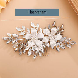 Haarkamm Silber Blumen Perlen Haarschmuck Braut Haarschmuck Hochzeit Art.7280-Silber
