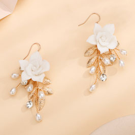Ohrringe Blume Perlen Strass Art. 7352-Gold