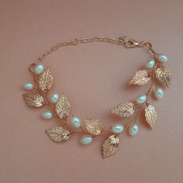 Armband mit Blättern und Perlen Art.8895-Rosegold