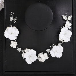 Haarband Blumen Perlen Art.9625-Silber