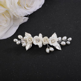 Haarklammer Silber Blumen Strass Perlen Art.9680-Silber