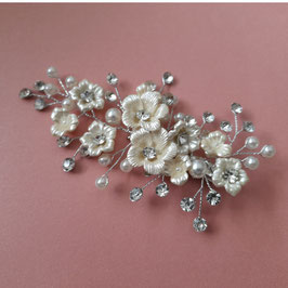 Haarklammer Blumen Perlen Strass Art.7225-Silber Haarschmuck Braut Haarschmuck Hochzeit