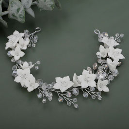 Haarband Blumen Perlen Strass Art.9624-Silber
