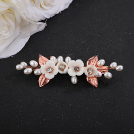 Haarklammer Rosegold Blumen Strass Perlen Art.9680-Rosegold