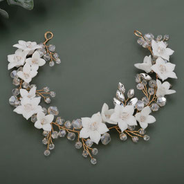 Haarband Blumen Perlen Strass Art.9624-Gold