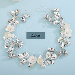 Haarband Silber Strass Blumen Perlen Art. N8235-Silber