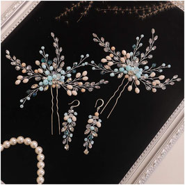 Haarnadeln Perlen 2. Stk. & Ohrringe Perlen Art.2599
