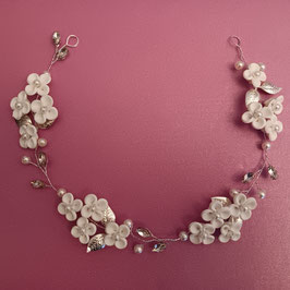 Haarband Blumen Perlen Strass Art.8682-Silber