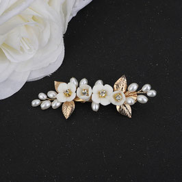 Haarklammer Gold Blumen Strass Perlen Art.9680-Gold