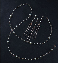 Haardraht Perlen 1.Stk. & Haarnadeln Perlen 3.Stk. Art. N7078-Rosegold