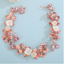 Haarband Rosegold Blumen Perlen Art. N8235-Rosegold