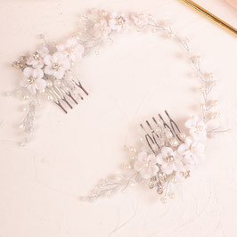 Haarschmuck Silber Blumen Perlen Strass Art. 7125-S Haarschmuck Braut Haarschmuck Hochzeit