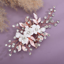 Haarklammer Rosegold Blumen Perlen Strass Art. 7884-Rosegold Haarschmuck Braut Haarschmuck Hochzeit