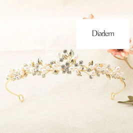 Diadem Gold Strass Perlen Art. 8389-Gold Haarschmuck Hochzeit