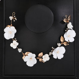 Haarband Blumen Perlen Art.9625-Gold