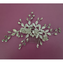 Haarkamm Blumen Strass Silber Art.25517-S