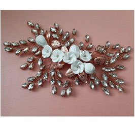 Haarklammer Rosegold Blumen Strass Art.22330