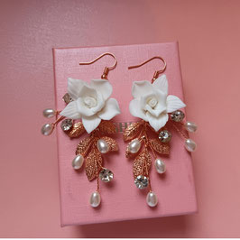 Ohrringe Blume Perlen Strass Art. 7352-Rosegold