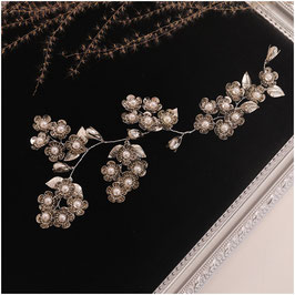 Haardraht Silber Blumen Perlen Art. N7991-Silber