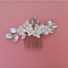 Haarkamm Blumen Perlen Art.8236-Silber
