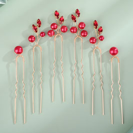 Set 6. Stk. Haarnadeln Rot Art. N7540 Haarschmuck Braut Haarschmuck Hochzeit