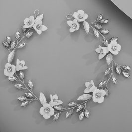 Haarband Blumen Strass Art.9812-Silber