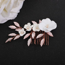 Haarkamm Blumen Perlen Art.9187-Rosegold
