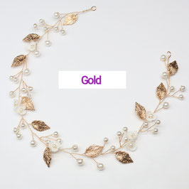 Haarband Gold Blumen Perlen  Art.7319-G