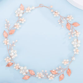 Haarband Rosegold Blumen Perlen Art. N7378-Rosegold