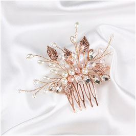 Haarkamm Rosegold Perlen Strass Art. 7600-Rosegold Braut Haarschmuck Hochzeit