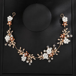 Haarband Gold Blumen Perlen Strass Art.8782