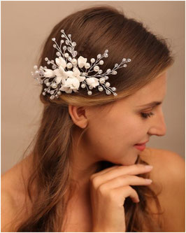 Haarklammer Blumen Perlen Silber Art. 7235 Haarschmuck Braut Haarschmuck Hochzeit