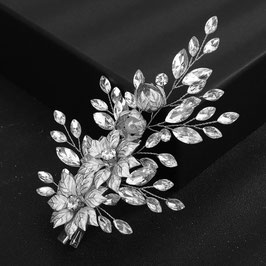 Haarklammer Silber Blumen Strass Art.7926-Silber