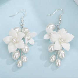 Ohrringe Blumen Perlen  Art.8460-Silber