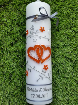 Hochzeitskerze HK204 Silber-Orange