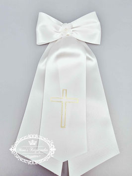 Kerzenschleife Satin & Kreuz KS108 Gold / Blume