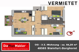 PLZ 48565 - Obj-Nr. 935 - 3 Zimmer Wohnung mieten in Steinfurt-Borghorst