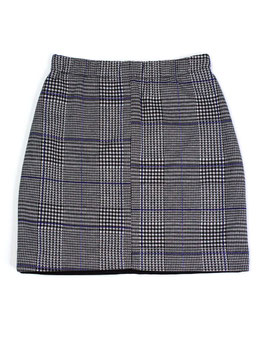 SHIFTED CHECK WOOL MINI SKIRT