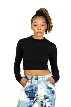 KNIT MOCK COLLAR TOP