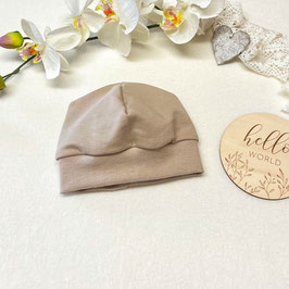 Baby Mütze in Beige aus weichem Sweatstoff