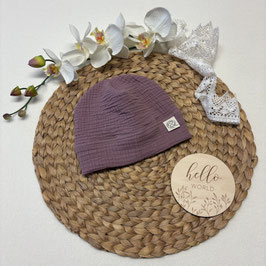 Leichte Baby Beanie Musselin (Bio) in warmem Altrosa