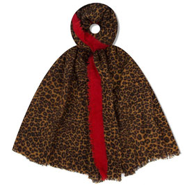 Fransenschal Leoprint Wolle Viskose