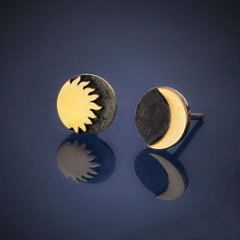 Sonne Mond Ohrstecker 925er Sterlingsilber