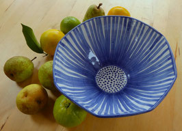 Blue Flower Striped Bowl