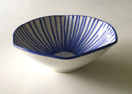 Blue Flower Striped Bowl