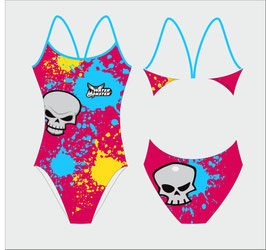Maillot de bain une pièce bretelles fines Skull